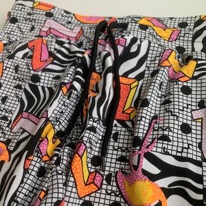 Zumba Wear Harem Pants White with Flamingos XSpicy